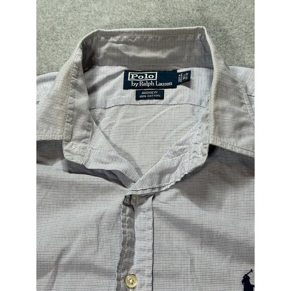 Polo By Ralph Lauren Mens XL 16 1/2 Andrew Purple Plaid Long Sleeve Button Up - Picture 6 of 8